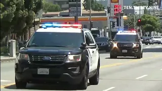 LAPD OLYMPIC UNITS RESPONDING CODE 3 BACK UP STOLEN CAR PURSUIT | 06-25-2023