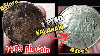 RESTORED 1989 ONE PESO  COIN #kalabaw  #cebucity #philippines FULL HD 🤘