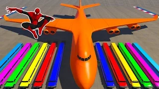 Spiderman Longest Limousine Cars Transportation on Biggest Airplane - GTA V mods