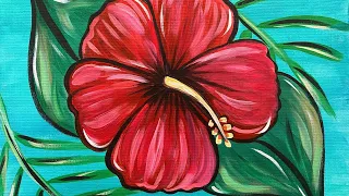 EP61- 'Red Hibiscus' - Hibiscus acrylic painting tutorial