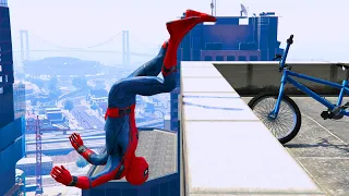 GTA 5 - Spiderman BMX Parkour Jumps Vol.35 (Euphoria Ragdolls)