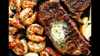 Garlic Butter Grilled Steak and Shrimp