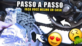 COMO TROCAR O KIT RELAÇÃO DA SUA MOTO EM CASA -  PASSO A PASSO