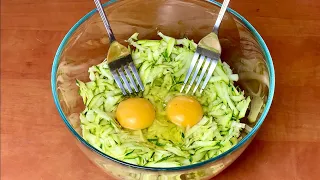 Just grate the zucchini and add the eggs! So tasty that I cook every day in the summer