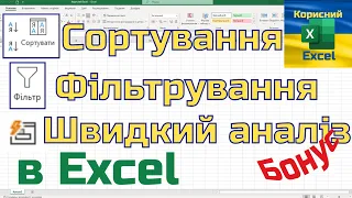 Фільтрування, cортування та швидкий аналіз даних в Excel