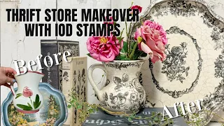 IOD STAMP Veranda and Fineline Crackle Project! THRIFT STORE MAKEOVER!