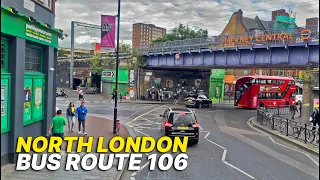 London Bus Ride from North London's Finsbury to East London's Whitechapel - Bus Route 106 🚌