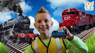 Поезда для детей. Поезда, паровозы и вагоны с Котейкой ТВ