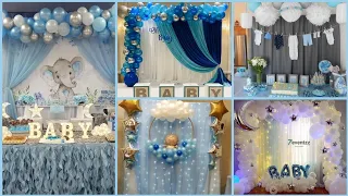 Baby boy shower decor ideas/Blue themed baby shower event decor/Baby shower backdrop decor ideas🎊
