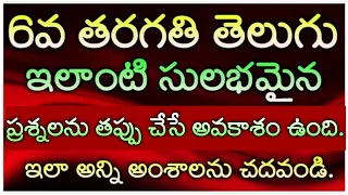 TS DSC 2023 6th Class Telugu IMP practice bits with Explanation by Sri Sai tutorial