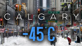 【4K】Calgary | -45C Extreme Cold | ❄️ Downtown | #blizzard  #downtown  #snowfall  #snow