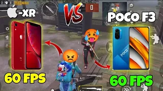 XIAOMI POCO F3 60 FPS⚡VS IPHONE XR 60 FPS 🔥 PUBG TEST 1V1 TEAM DEATH MATCH M24 PUBG MOBILE ⚡NEW 2021