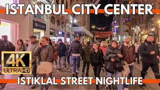 ISTANBUL CITY CENTER NIGHTLIFE IN ISTIKLAL STREET | 4K WALKING TOUR | 26 NOVEMBER 2023