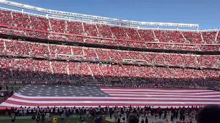 Lowest Fly Over in NFL Game - LA Rams @ 49ers 2022 - National Anthem and Super Low Fly Over