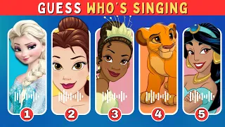 Who's Singing? Guess the Disney Character | Song Quiz Challenge! Elsa, Belle, Tiana, Simba, Jasmine