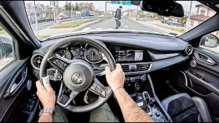 2022 Alfa Romeo Giulia Veloce 2.0 GME Turbo 280 Q4 |0-100| POV Test Drive #1000 Joe Black