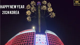 KOREA 2024 NEW YEAR COUNTDOWN, SEOUL LOTTE WORLD TOWER FIREWORK, walking Tour, 4K HDR  🎆 ✨️