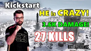 Kickstart - 27 KILLS (3.6K DAMAGE) - HE is CRAZY! - 1 MAN SQUADS! - PUBG