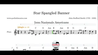 Star Spangled Banner - Inno  Americano - Flauto Dolce - Tastiera -Scuole Medie - Easy Recorder