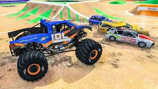 Monster Truck Crashes, Crushing Cars, Jumps, Accidents, Fails #1 - BeamNG drive