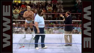 Earthquake is picked out of the crowd to assist Dino Bravo in a pushup contest: Superstars, Oct. 2,