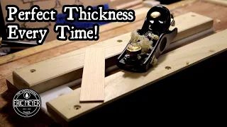 DIY Hand Plane Thicknessing Jig - ASMR Woodworking