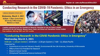 Research Ethics Day Session 2 - Conducting Research in the COVID-19 Pandemic