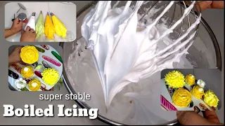Boiled icing recipe and tutorial | Super stable Italian Meringue icing | Beginners easy tutorial