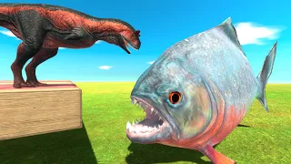 Dinosaurs Jump and Hunt Giant Piranha