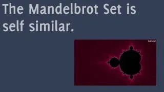 The Mandelbrot set is... self similar.