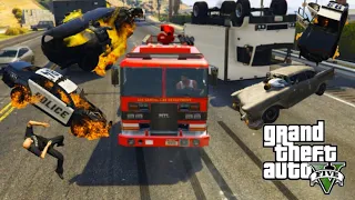 GTA 5 - Fire Truck - Destruction Compilation - Cinematic 5 Star Police Chase🔥🔥OP!!