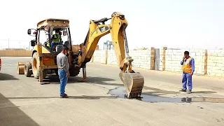 Jcb Backhoe Amazing Working Cutting Bituminous concrete Road | Cat 422F Jcb | JCB Dozer