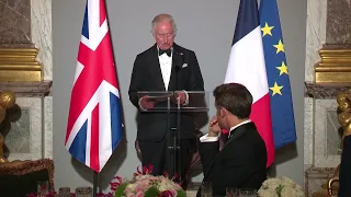 The King's speech during the State Banquet at Versailles