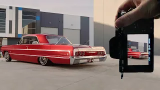 Lowrider Car Photography with a 1964 Chevrolet Impala SS and Harley Davidson