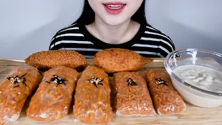 SUB) ASMR 까르보, 불닭쌈+핫도그 먹방 FIRE NOODLE WRAPS / RICE PAPER+SPICY NOODLE, HOTDOG EATING SHOW MUKBANG