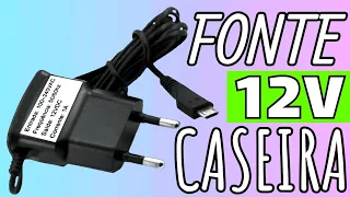 COMO FAZER FONTE 12V CASEIRA COM CARREGADOR DE CELULAR PASSO A PASSO