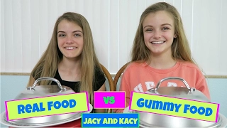 Real Food vs Gummy Food Challenge ~ Jacy and Kacy