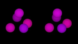 5-balls-3d. Rotation in four-dimensional space. 4D. Fourth dimension. Hyperspace.