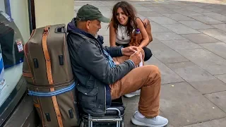 Giving Socks to Homeless People Sleeping Rough in London and Cardiff