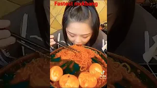 fastest mukbang super spicy noodles and eggs #mukbang #asmr #fyp #viral #short #china #makanbesar