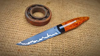 Forging a NECK knife with a damascus BLACK blade