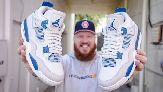 HOW GOOD ARE THE JORDAN 4 MILITARY BLUE SNEAKERS?! (Early In Hand & On Feet Review)