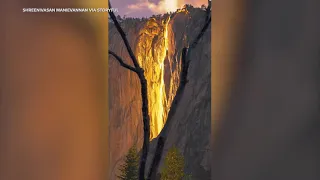 Sun creates glowing 'firefall' on Yosemite's Horsetail Fall