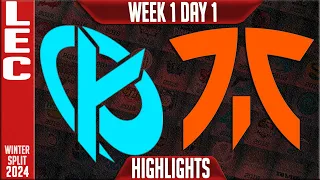 KC vs FNC Highlights | LEC Winter 2024 Week 1 Day 1 | Karmine Corp vs Fnatic