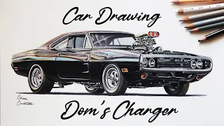 1970 Dodge Charger - Dom's Charger | Fast and Furious Car Drawing