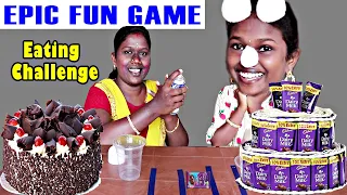 EPIC CHOCOLATE AND BLACK FOREST CAKE EATING CHALLENG IN TAMIL FOODIES DIVYA vs ANUSHYA/ FUN GAME