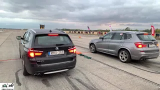 BMW X3 3.0D BiTurbo vs BMW X3 3.0D BiTurbo drag racing 1/4 mile 🚦🚗 - 4K