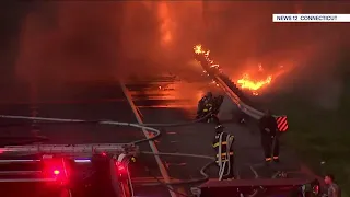 I-95 closed in both directions in CT due to large tanker fire