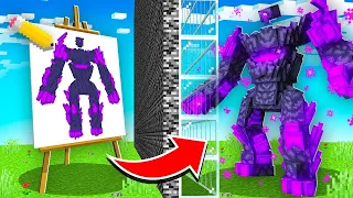 MOB BATTLE, But What I Paint Comes To Life in Minecraft!!