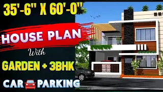 35'-6" x 60' -0" Modern Luxury Villa House Design || 35 x 60 House Plan || Girish Architecture